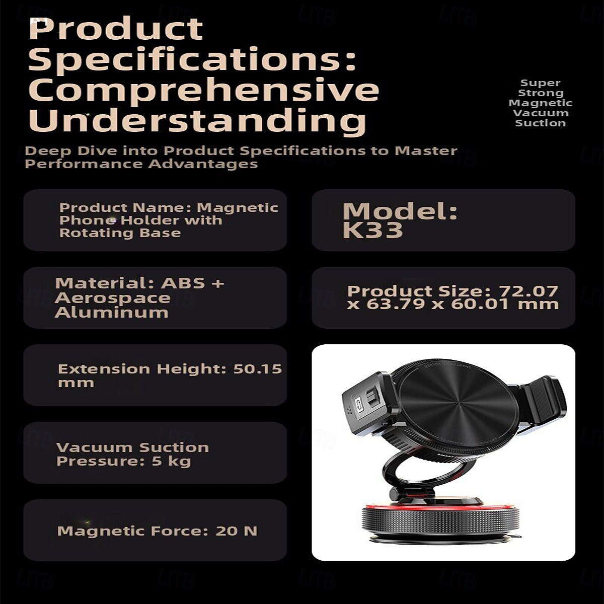 Nano Suction Car Phone Mount, Super Stable Dashboard Cell Phone Holder for Car, 360° Rotation Foldable Portable Phone Stand Anti-Shake Compatible with iPhone 17 16 15 14 Pro Max, Samsung Galaxy S26 2026 - $29.99 –P9