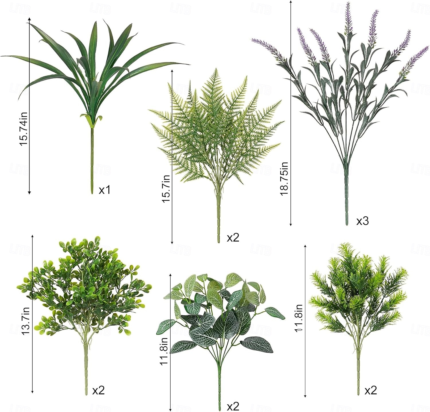 Venkovní umělé rostliny odolné proti UV záření - 12 kytic, realistické umělé eukalyptové kapradiny, levandulové zeleně na terasu, zahradu, přední verandu, dekoraci, odolné proti povětrnostním vlivům, 2026 - $22.99 –P2