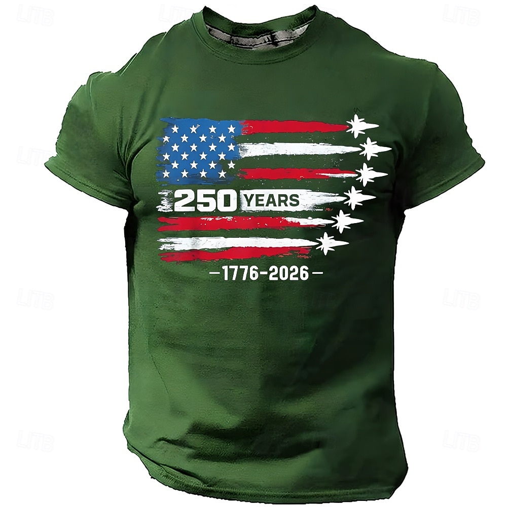 4 juli 2026 250:e Herr Amerikanska amerikanska flaggan Rolig Slang T-shirt Kortärmad T-shirt 3D-tryck Rund hals Skjorta Mode Dagligen Dagligen Gata Blå Ljusblå Grapefruktljung Sommar Vår Kläder S M L 2026 - $19.99 –P3