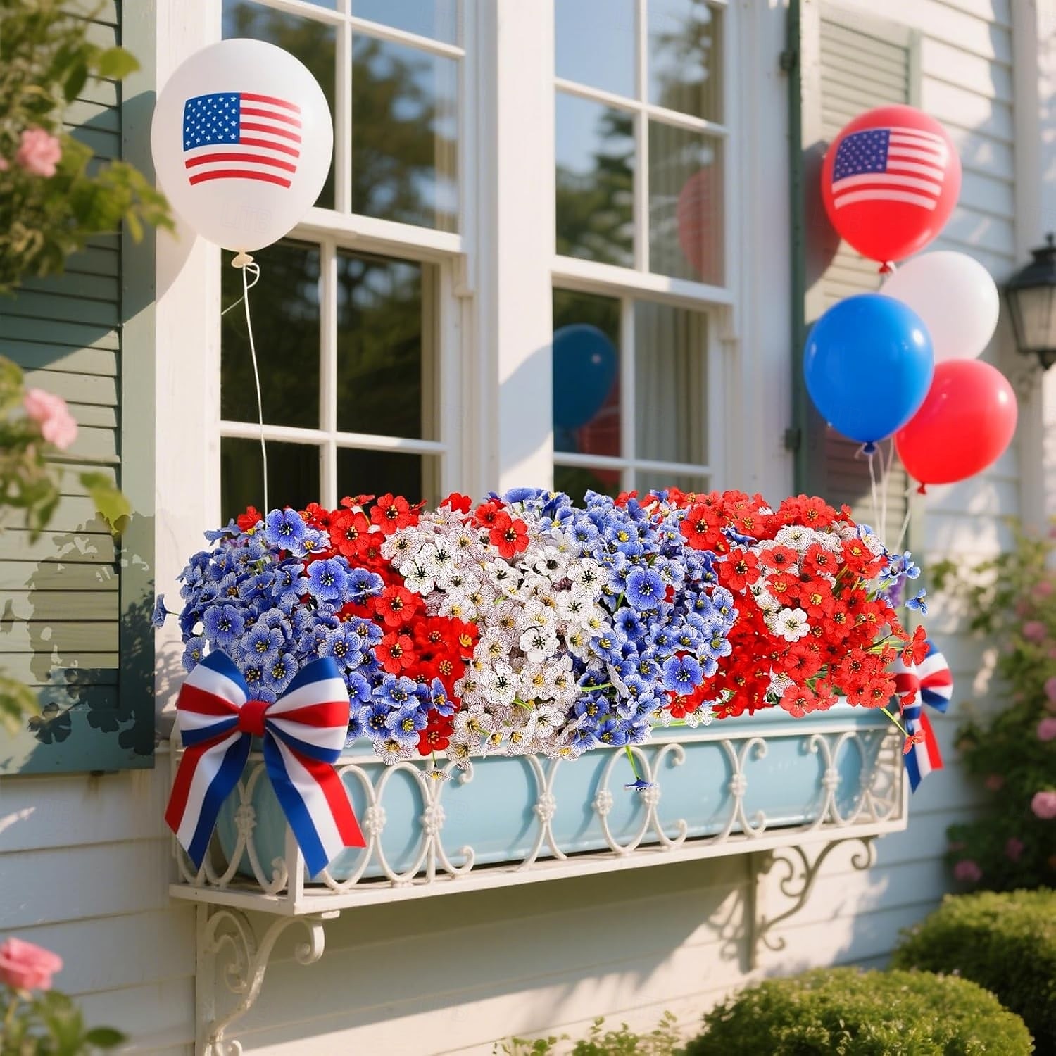 2026年 7月4日の飾り付け用、赤、白、青の愛国的な花のアレンジメント、フェイクシルク、UV耐性、メモリアルデー、庭、ポーチ、家の装飾用、デイジーの造花20束  コレクション – $23.99 –P6