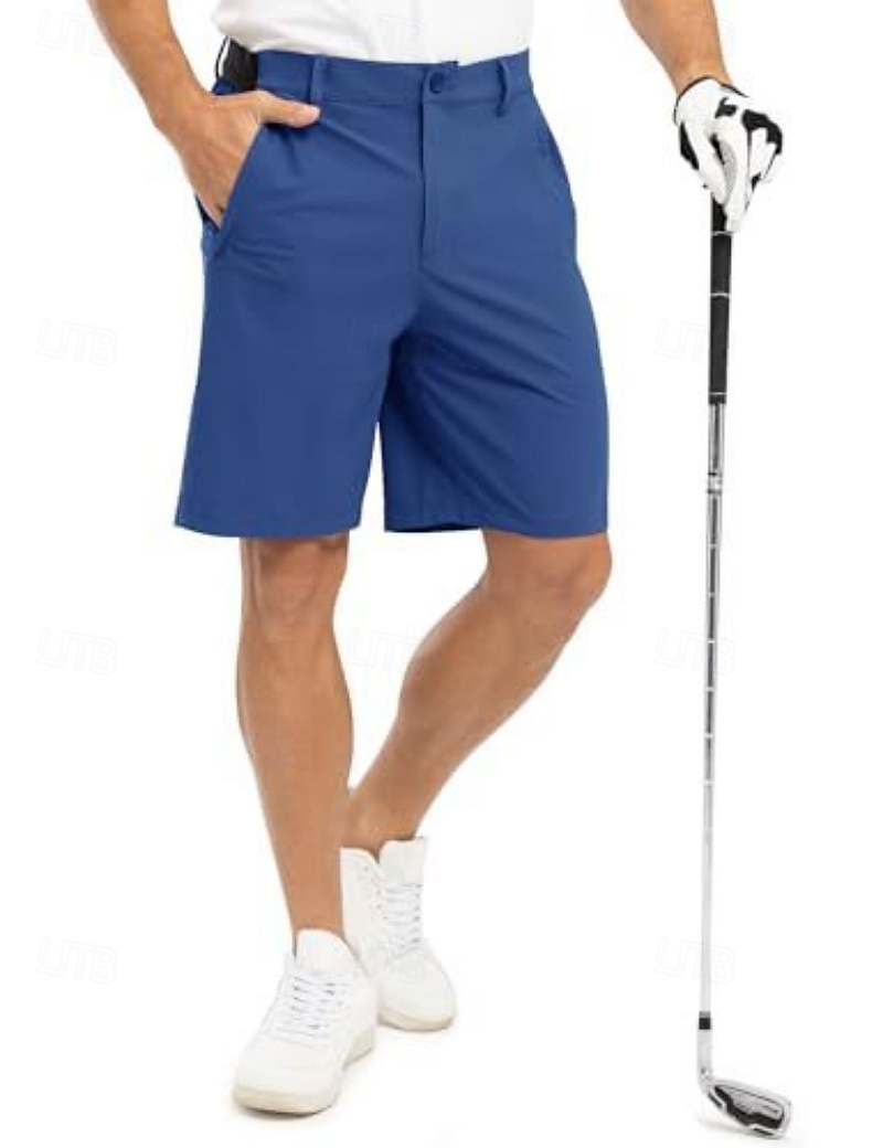 Voor heren Geklede korte broek Bedrijf Casual korte broek Golfshorts Zak Elastische taille Effen kleur Comfort Sneldrogend Knielengte Casual Buiten liiketoiminta Modieus Streetwear Zwart Marineblauw 2026 - SAR 111 –P9