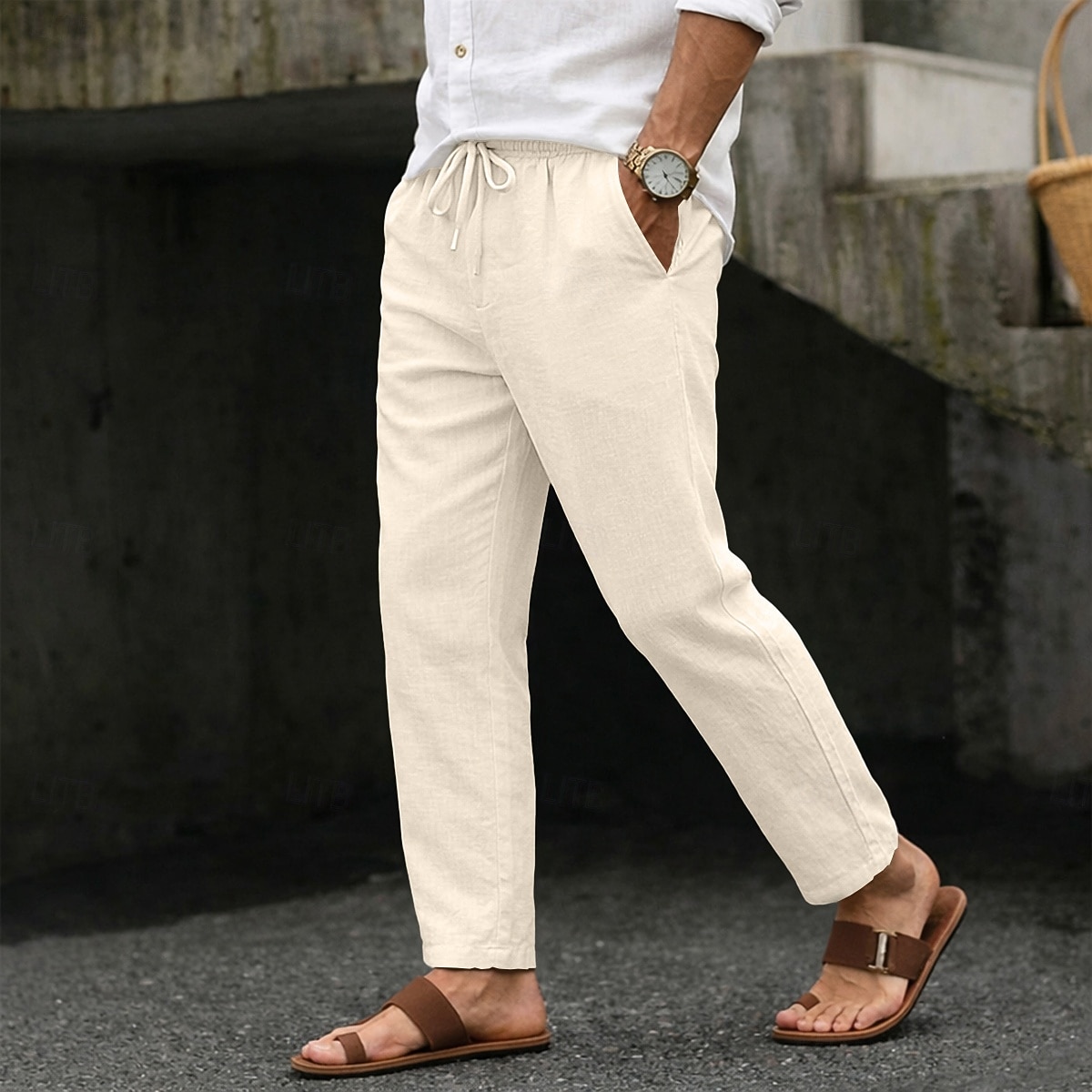 Per uomo Pantaloni Estivi Pantaloni da Spiaggia Coulisse Tasca Elastico in vita Semplice Comodità Traspirante Lunghezza intera Quotidiano Spiaggia Vacanza Vacanza Hawaiano Blu Nero Inelastico del 2026 a $18.99 –P5