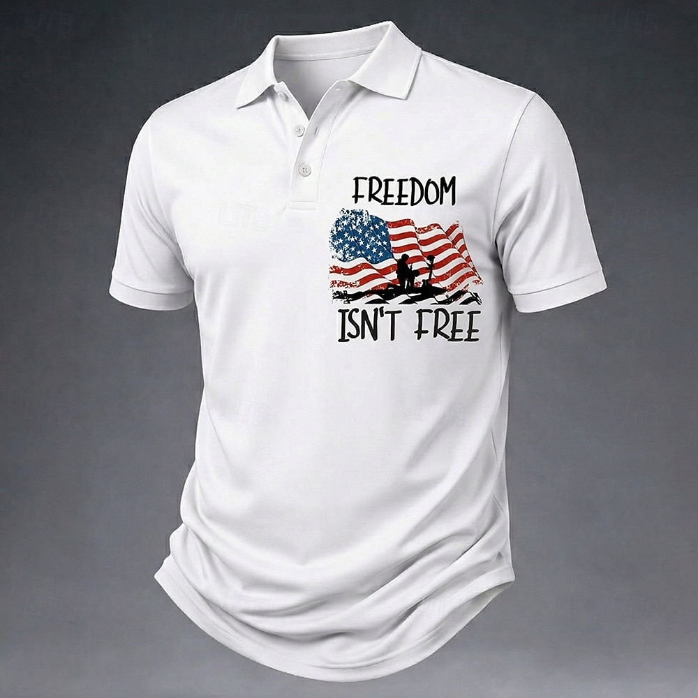 4 de julio de 2026, 250 aniversario Hombre Floral Camisetas polo Manga Corta Camisas de polo Camisas con cuello Casual Ropa Deportiva Impresión 3D Botones Malla Transpirable Verano Primavera Azul 2026 - $22.99 –P2