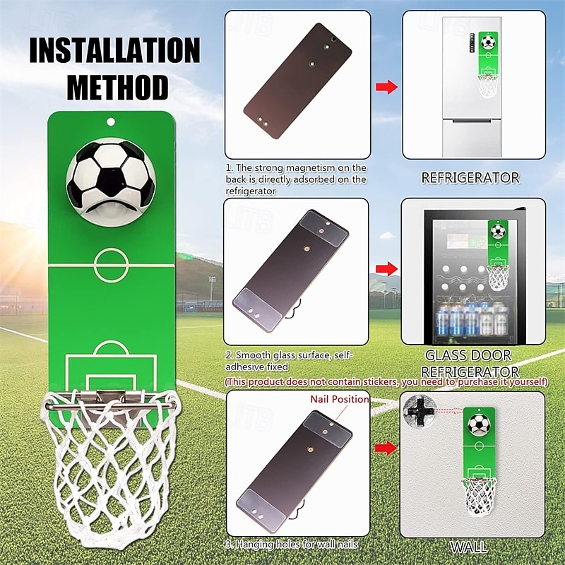 Ouvre-bouteille magnétique amusant en forme de ballon de foot/basket pour le frigo ou le mur, ouvre-bouteille mural avec filet de récupération des capsules, cadeau sportif original pour papa, petit de 2026 ? $36.99 –P5