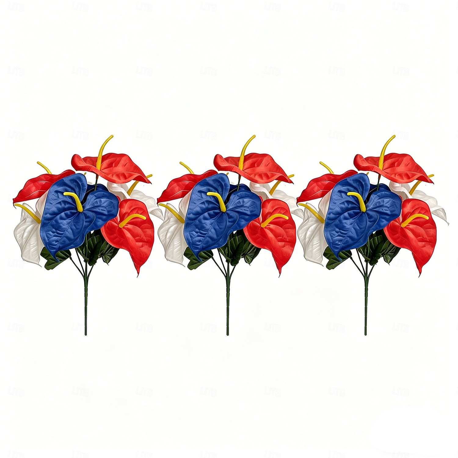 3Pcs 250th Anniversary Artificial Chrysanthemums & Rose Flowers, Reusable Plastic Flowers for American Independence Day Decorations, 4th of July Party Decor, Home & Garden Centerpieces 2026 - $20.99 –P17