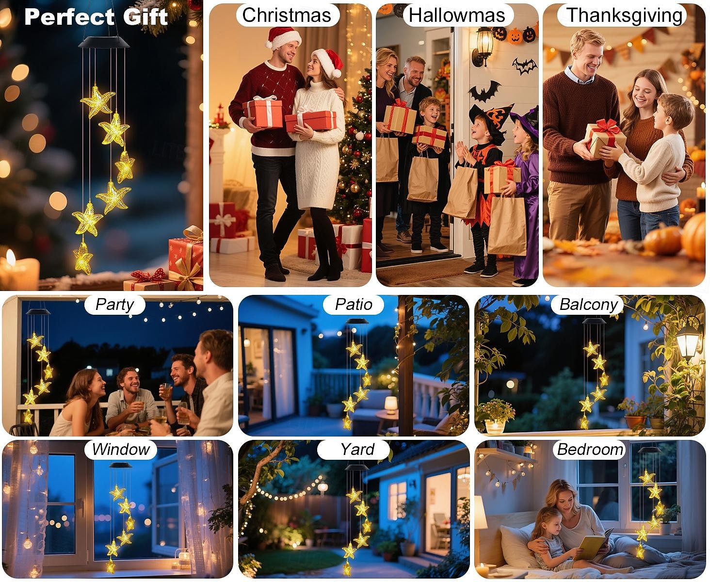 2 Pcs Outdoor Solar Waterproof Starfish Wind Chime Lights, Garden Patio Porch Balcony Decorative Ambient LED Landscape Lighting, Holiday & Birthday Gift 2026 - $26.99 –P9