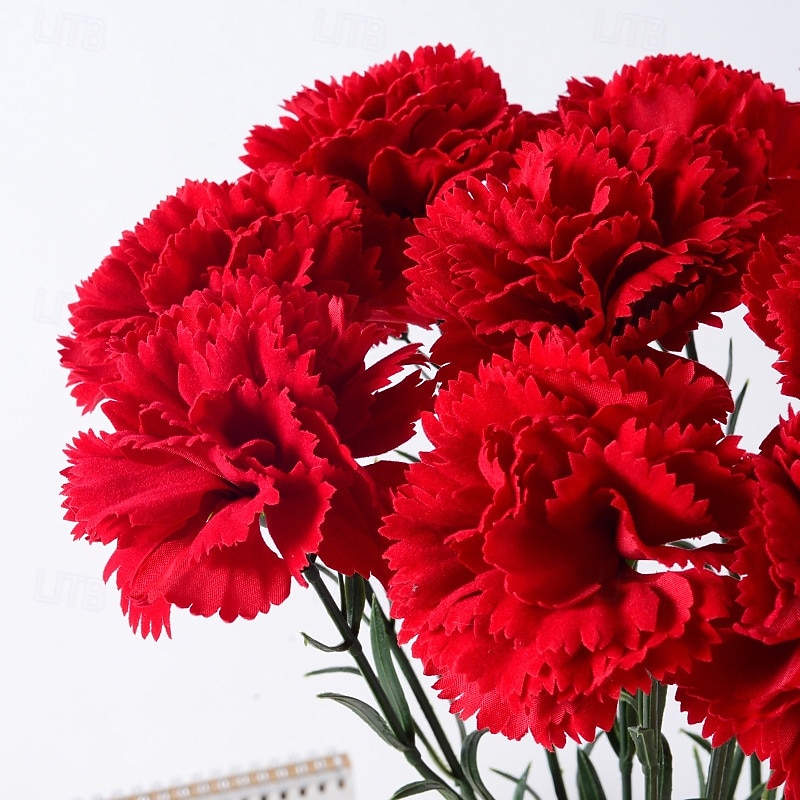 10 ramos de cravos artificiais, flores vermelhas de seda para casamento, decoração de casa, Dia dos Professores, Dia das Mães, presentes e festas. &arranjos florais de 2026 por $15.99 –P7