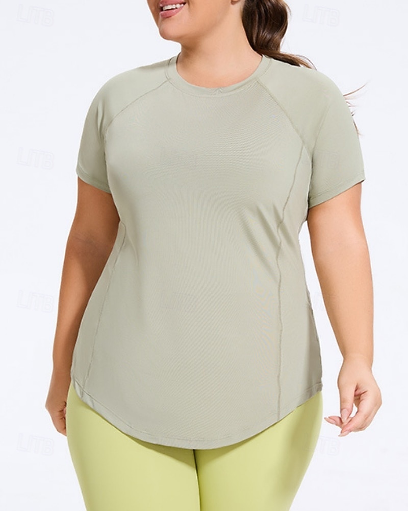 Women's Yoga Tops Workout Tops Crew Neck Skin Friendly Lightweight Comfortable Plus Size Short Sleeve Sports Solid Color Top For Gym Workout Running Fitness Loose Fit Activewear 2026 - $22.99 –P7