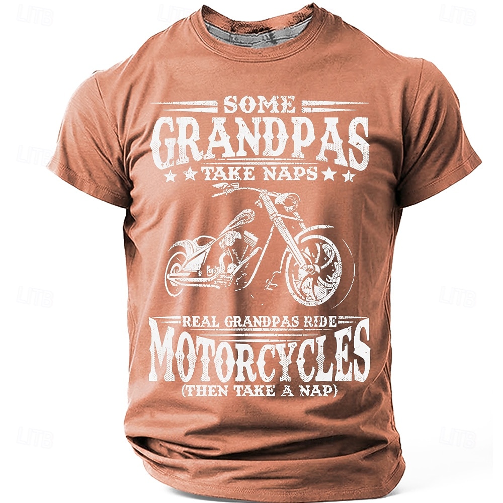 بعض الأجداد يأخذون قيلولة، والأجداد الحقيقيون يركبون الدراجات النارية. تي شيرت رجالي برسومات فكاهية، بأكمام قصيرة ورقبة دائرية، مناسب للارتداء اليومي، متوفر بمقاسات S، M، L، XL، XXL، XXXL. 2026 - RON 88.6 –P7