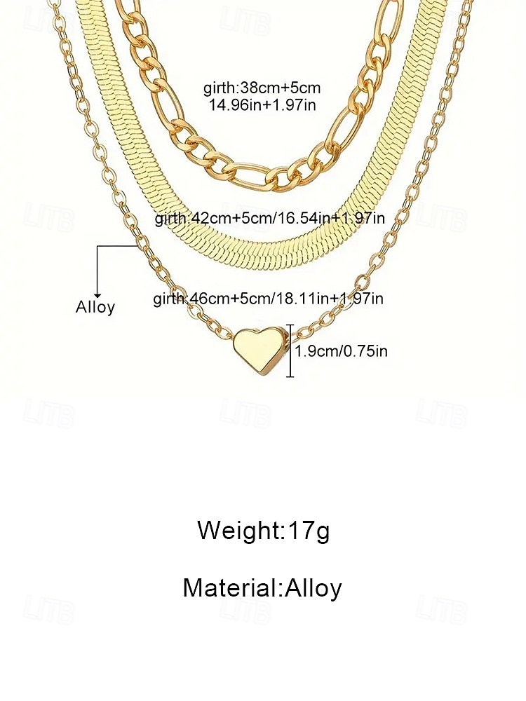 Women's Alloy Layered Heart Pendant Necklace Set, Gold Silver Multi Chain Choker Necklace for Beach Vacation, Daily Casual Wear, Travel and Minimalist Fashion Styling 2026 - $7.99 –P7