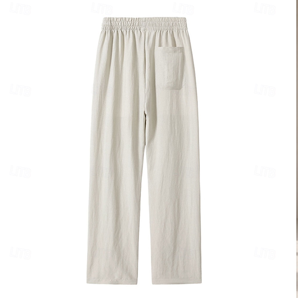 Homme Pantalon en lin Tencel Pantalons Pantalon d'été Cordon de serrage Avec Poches Taille Élastique Uni Confort Respirant Longueur complète Quotidien Extérieur Plage Mode Style Classique Kaki Non de 2026 ? $35.99 –P6