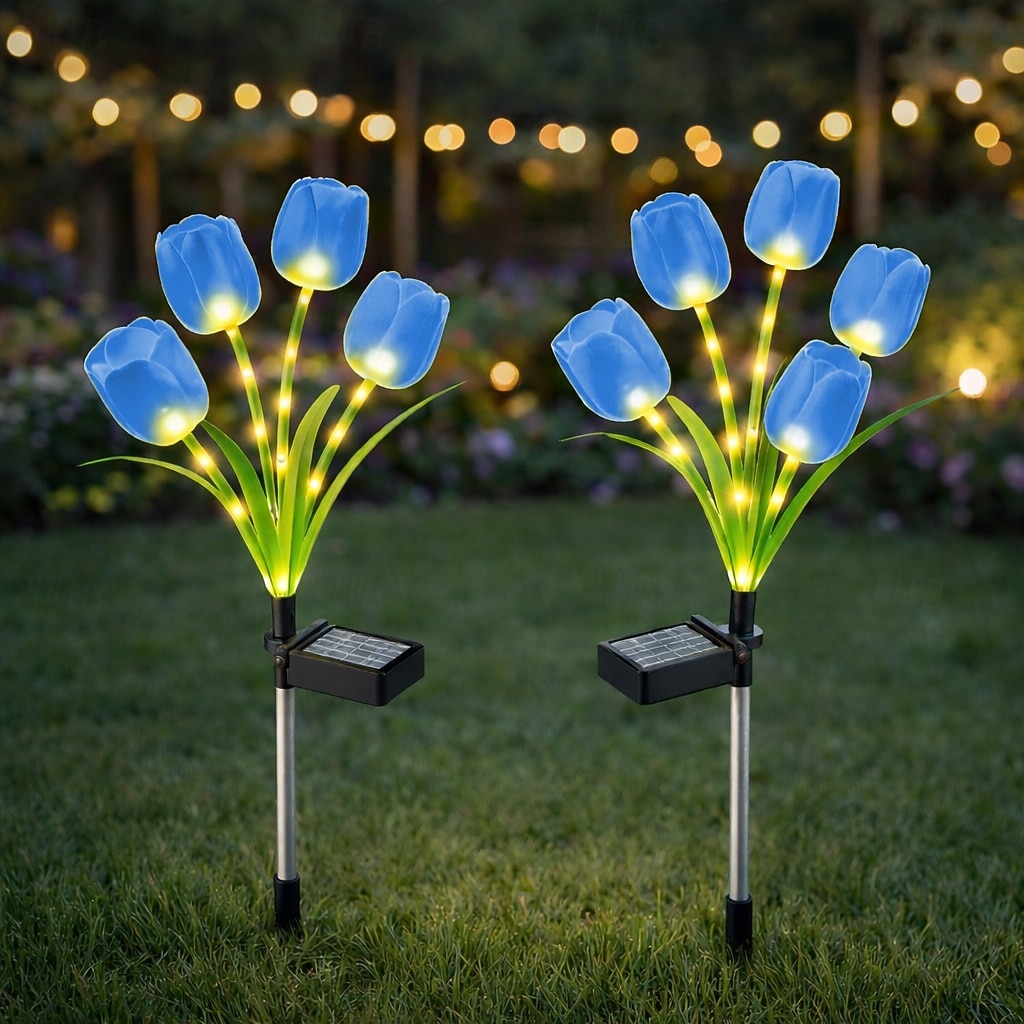 2 Pcs Outdoor Solar IP65 Waterproof 4-Head LED Tulip Stake Lights, Decorative Garden, Yard, Lawn, Pathway, Flower Bed, Villa Ambient Landscape Lighting 2026 - $30.99 –P5