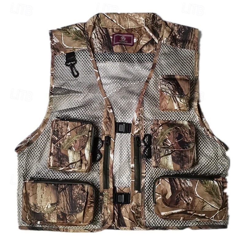 Men's Fishing Vest Hiking Vest Multi-functional Vest Summer Spring Outdoor Quick Dry Zipper Pocket Multi Pockets Wear Resistance Vest Work Hunting Fishing Brown Green 2026 - $32.99 –P3