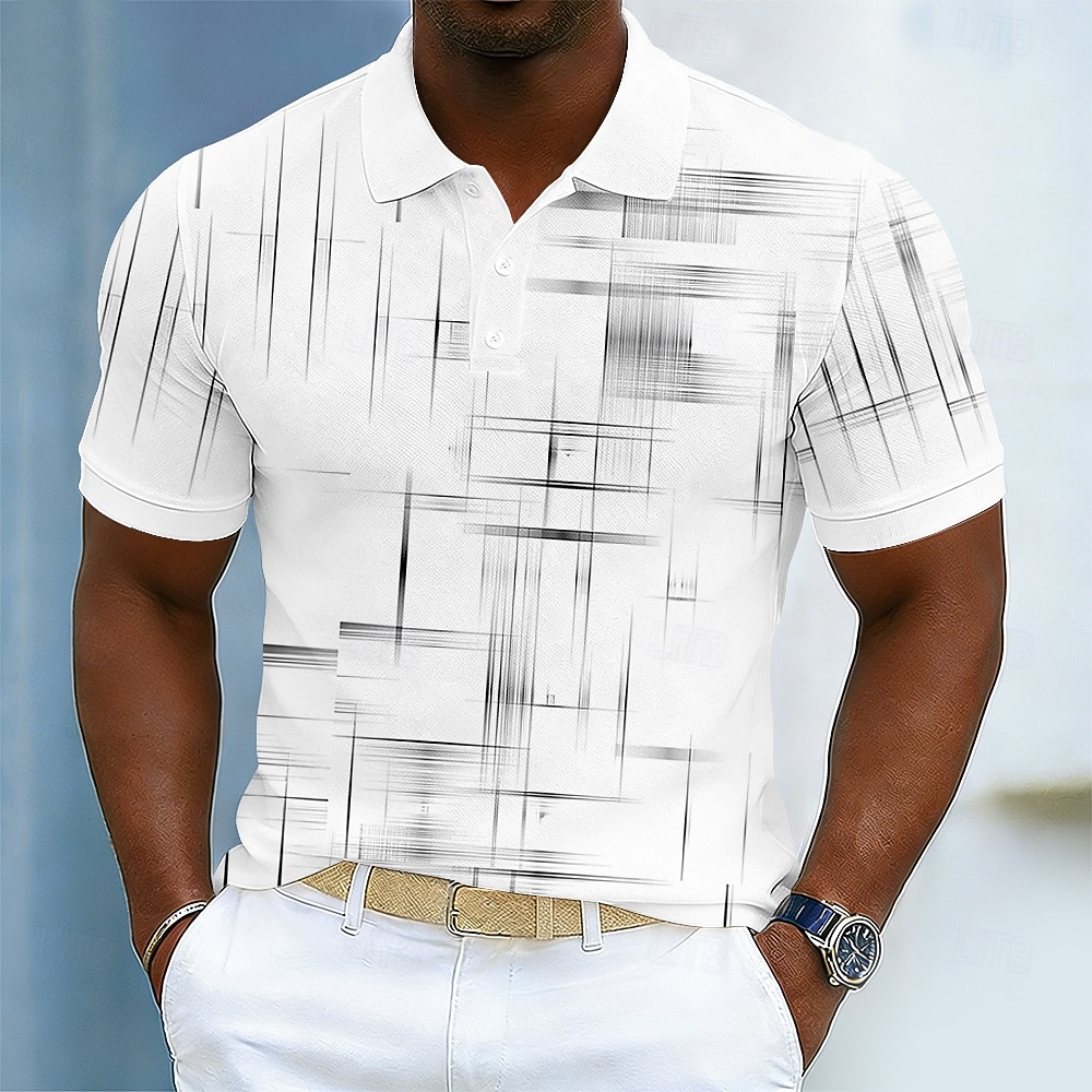 Herren Geometrisch Hawaiianische Polohemden Kurzarm Polo-Shirts Hemden mit Kragen Lässig Athleisure Alltagskleidung Urlaubskleidung 3D-Druck Knöpfe Atmungsaktives Gewebe Frühling & Sommer Blau Purpur 2026 - $22.99 –P4