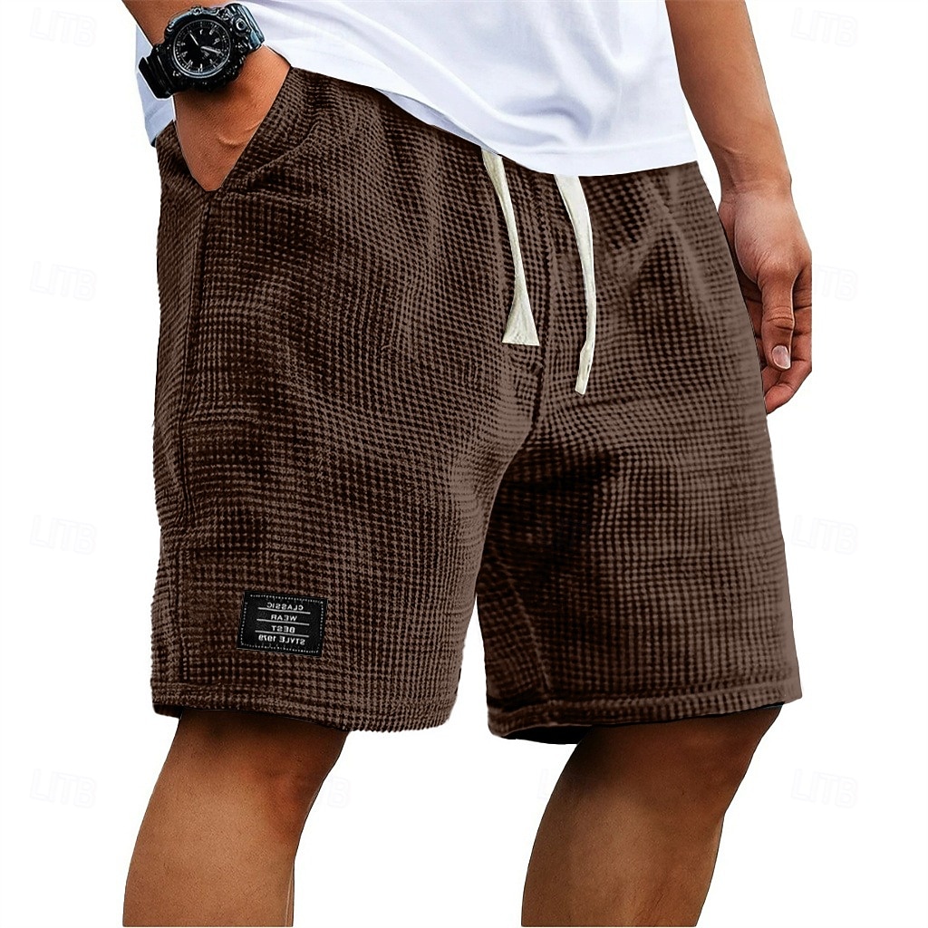 Муж. Вафельные шорты Летние шорты Пляжные шорты Повседневные шорты Кулиска Эластичная талия Сплошной цвет Комфорт Длина колена Повседневные на открытом воздухе Уличная одежда Отпуск Мода 2026 - $21.99 –P8