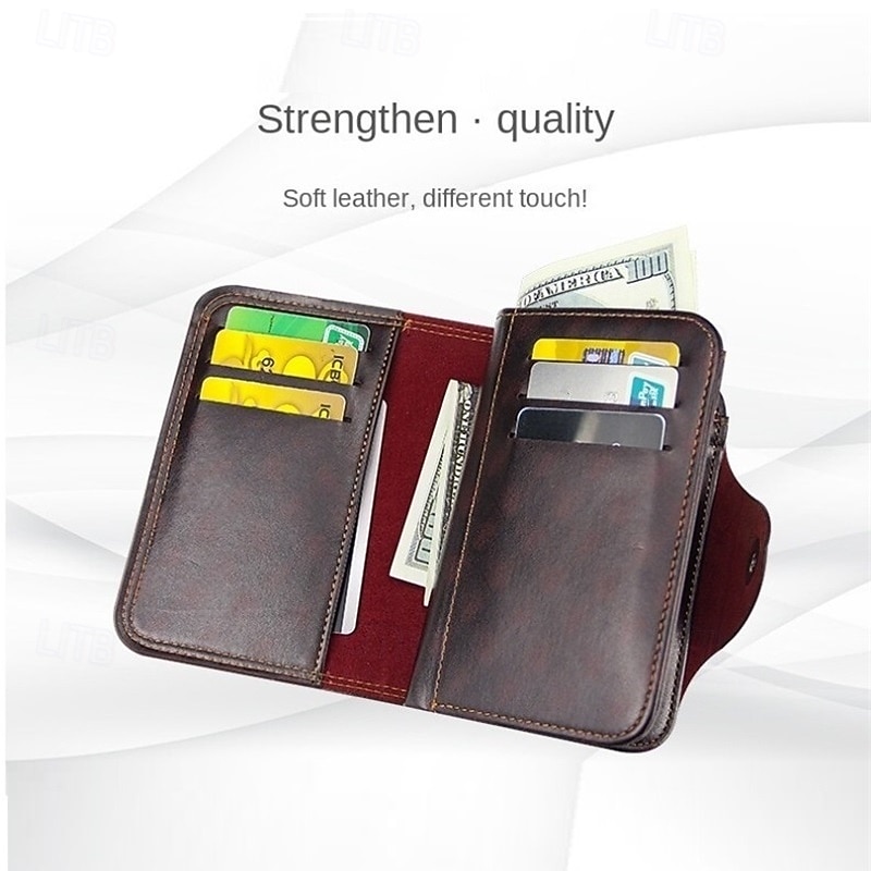 2 Pack Men's Wallet Vintage Retro Bifold PU Leather Purse, Distressed Riveted Short Wallet with Snap Button Closure, Card Holder for Men Boyfriend Father Gift, Brown/Charcoal 2026 - $17.99 –P4