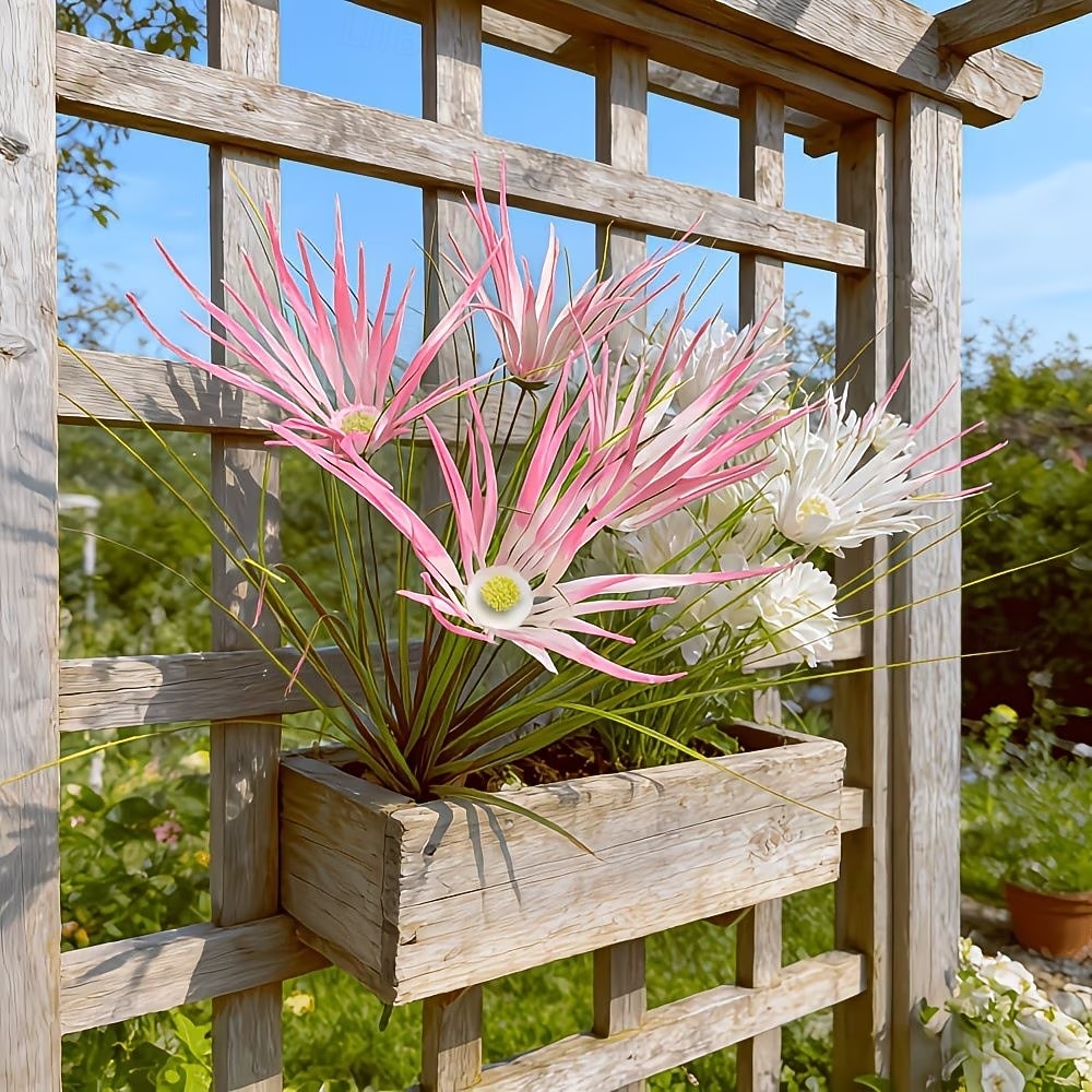 2026年 紫色の造花（模造品）6個 &春にぴったりの屋外用観葉植物 &夏の別荘、オフィス、バルコニー、庭の装飾、ホリデーデコレーション、鮮やかで手入れの簡単なフラワーアレンジメント  コレクション – $19.99 –P7