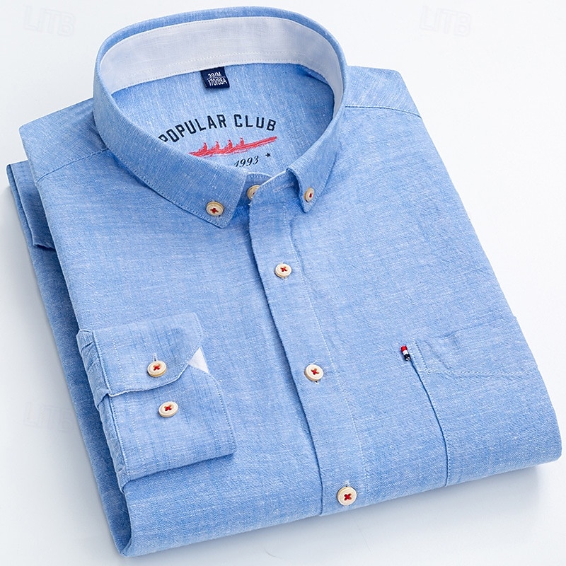 Per uomo Camicia Camicia di lino Camicia elegante Camicia button-down Blocco di colori Quotidiano Affari Blu Blu chiaro Bianco Rosso Manica Lunga Collo ripiegato Tutte le stagioni Abbigliamento del 2026 a $37.99 –P9