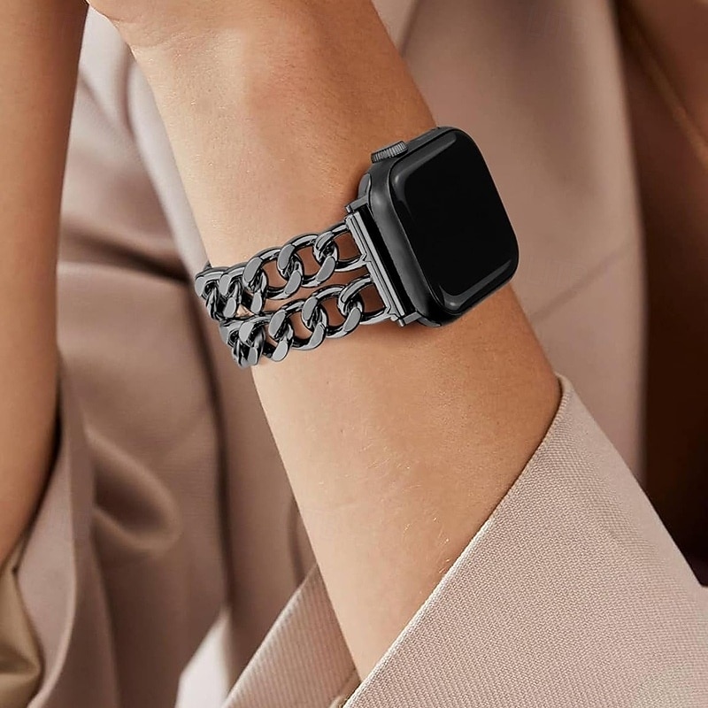 Jewelry Bracelet Compatible with Apple Watch band 38mm 40mm 41mm 42mm 44mm 45mm 46mm 49mm Glitter Double Chain Luxury Alloy Strap Replacement Wristband for iwatch Ultra 3 2 Series 11 10 9 8 7 SE 6 5 2026 - $16.99 –P14