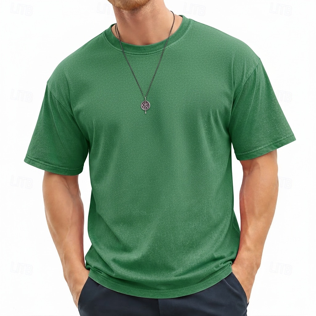 SoftFade™ Camicia Uomo 100% Cotone Camicia Acid Wash Manica Corta Collo a Giro Estate Piana Vintage Casual Abbigliamento Tinto Sbiadito Casual Streetwear Rosa Viola Caffè Top Tee per Uomo del 2026 a $29.99 –P5