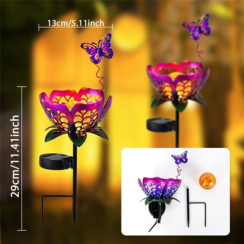 Buitenverlichting op zonne-energie in de vorm van een tulp, IP65 waterdicht, metalen bloem, ideaal voor de decoratie van binnenplaatsen, tuinen en paden, tuinornament op zonne-energie, gazondecoratie, 2026 - $23.99 –P11
