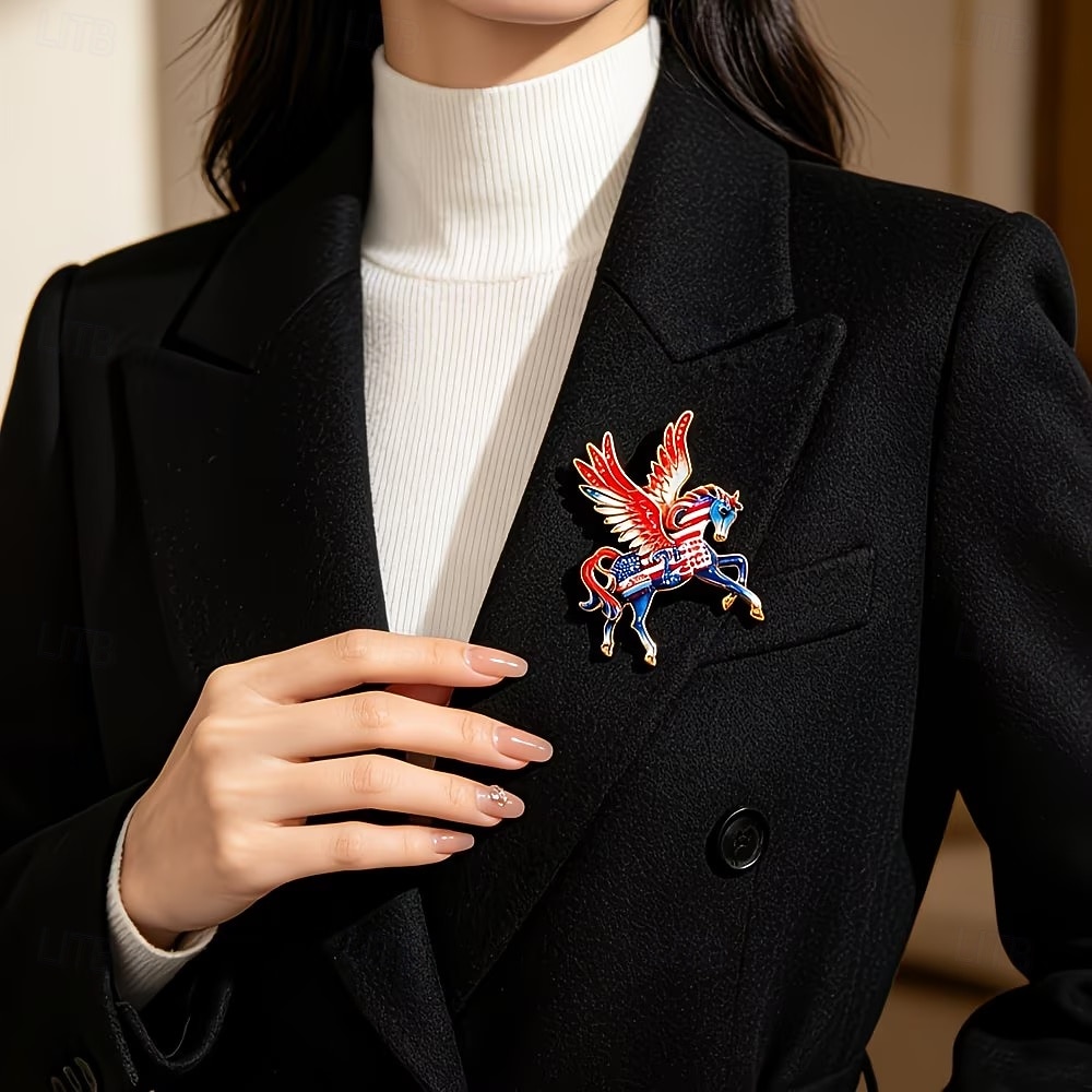 Broșă cu vultur și cal aniversar de 250 de ani pentru bărbați și femei, broșă cu strasuri patriotice americane cu vultur chel, perfectă pentru costume, paltoane și guler, accesoriu ideal pentru 2026 - $9.99 –P4