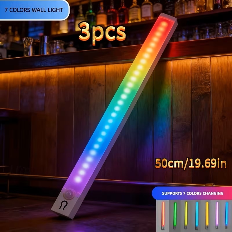 3PCS RGB Atmosphere Cabinet Light Charging Magnetic Induction LED Motion Sensor Night Light Wireless Cabinet Wardrobe Bedroom Lighting No Need To Drill Holes or Lay Wires Easy To Install 2026 - $23.99 –P9