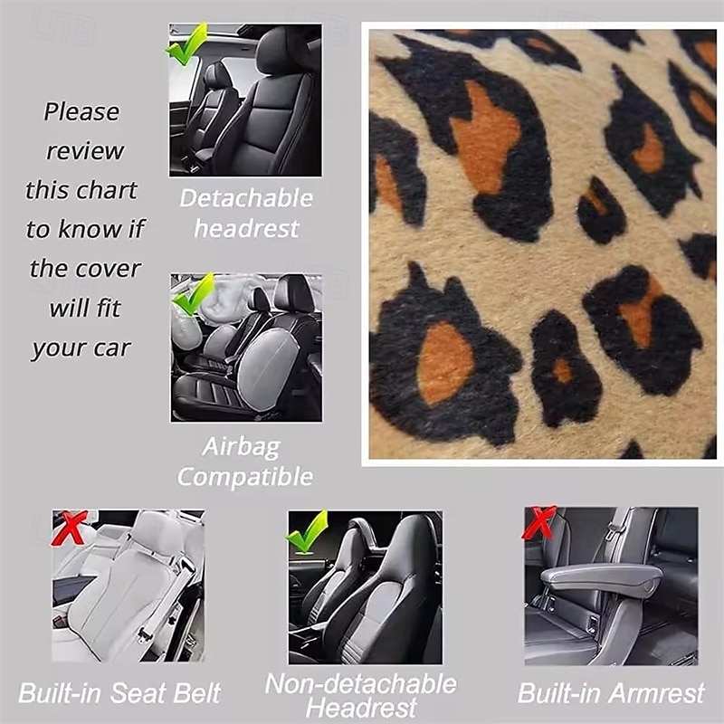 Leopard Print Car Seat Covers Full Set, Universal Fit Cheetah Auto Seat Protector for Women Girls, Front and Rear Seat Covers with Headrest Covers, Cute Car Decor (Multi-Color) 2026 - $58.99 –P7