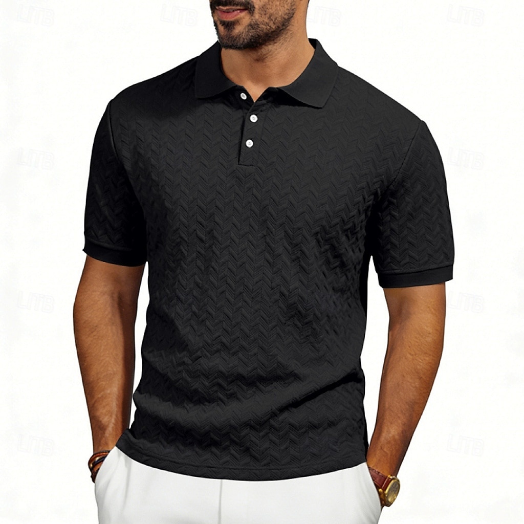 Men's Polo Polo Shirts Casual Street Lapel Short Sleeve Basic Modern Plain Lightweight Buttons Summer Spring Regular Fit Black White Khaki Dark Grey Army Green Polo 2026 - $21.99 –P17