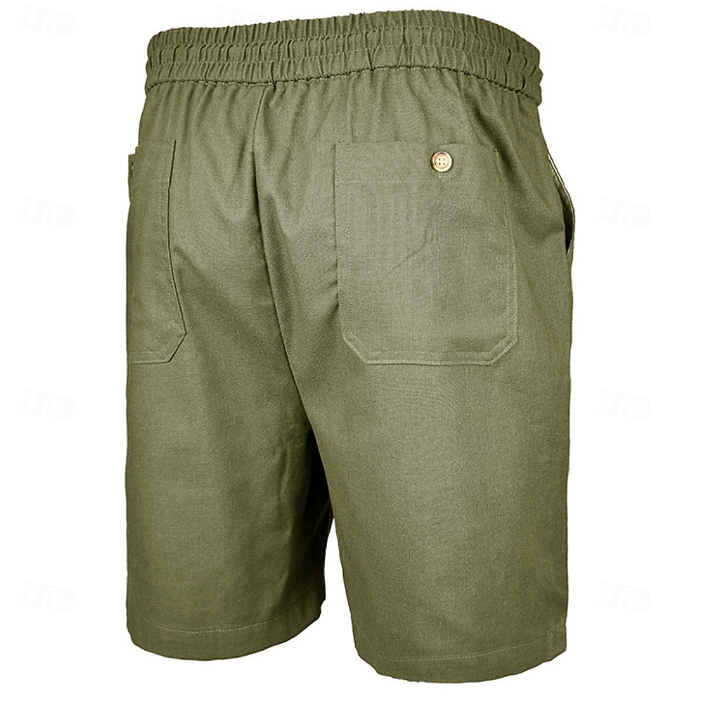 Men's Shorts Linen Shorts Summer Shorts Beach Shorts Drawstring Elastic Waist Plain Comfort Breathable Short Daily Outdoor Beach Vacation Fashion Blue Black Inelastic 2026 - $29.99 –P12