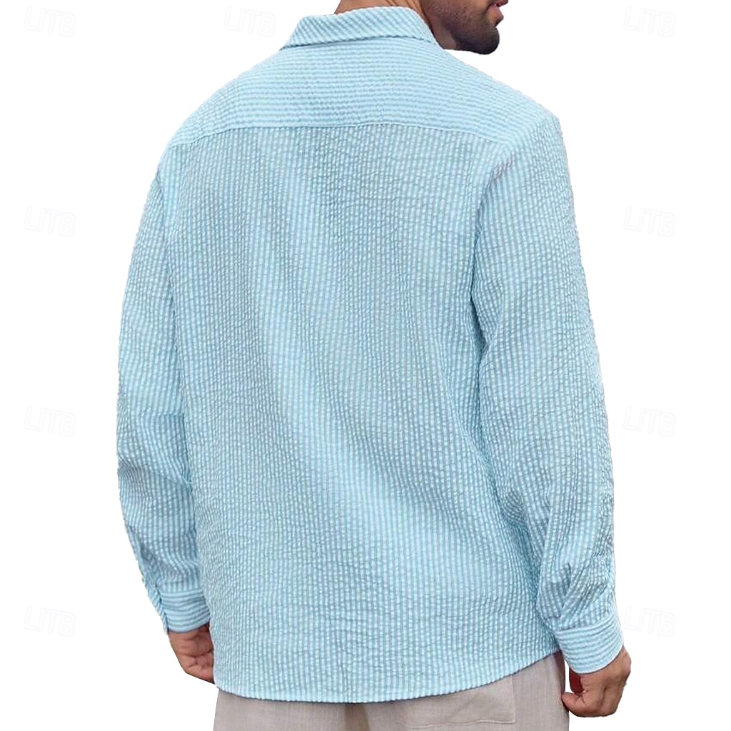 Homens Camisa Social Camisa casual Camisa de algodão camisa de botão Branco Rosa Azul Royal Cinzento Claro Azul Claro Manga Longa Tiras verticais Colarinho de Camisa Casual Diário Botões Roupa de 2026 por $29.99 –P3