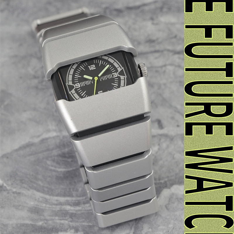 Men's Futuristic Sports Watch with Luminous Glow in the Dark Dial, Tactical Rectangular Quartz Wrist Watch with Integrated Silicone Strap, Night Light Function, Cool Fashion Gift for Men Boys 2026 - $24.99 –P13