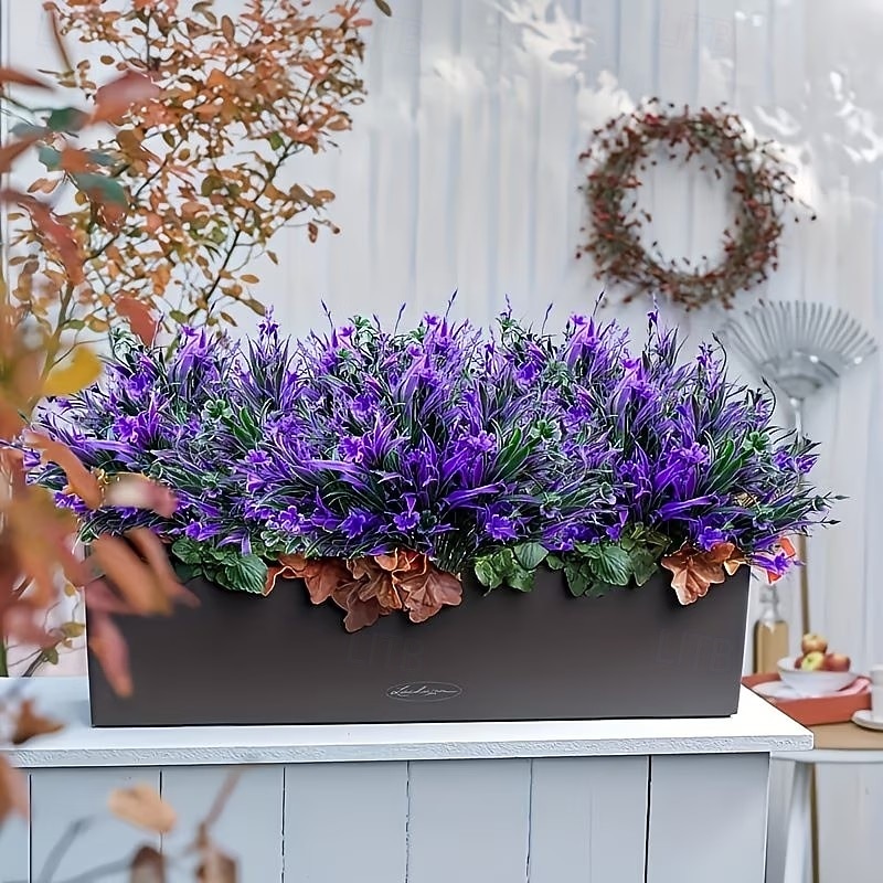 12 bouquet di fiori artificiali viola brillante con protezione UV, piante artificiali realistiche, adatte per decorazioni interne ed esterne, perfette per appendere fioriere e giardini. del 2026 a $23.99 –P3