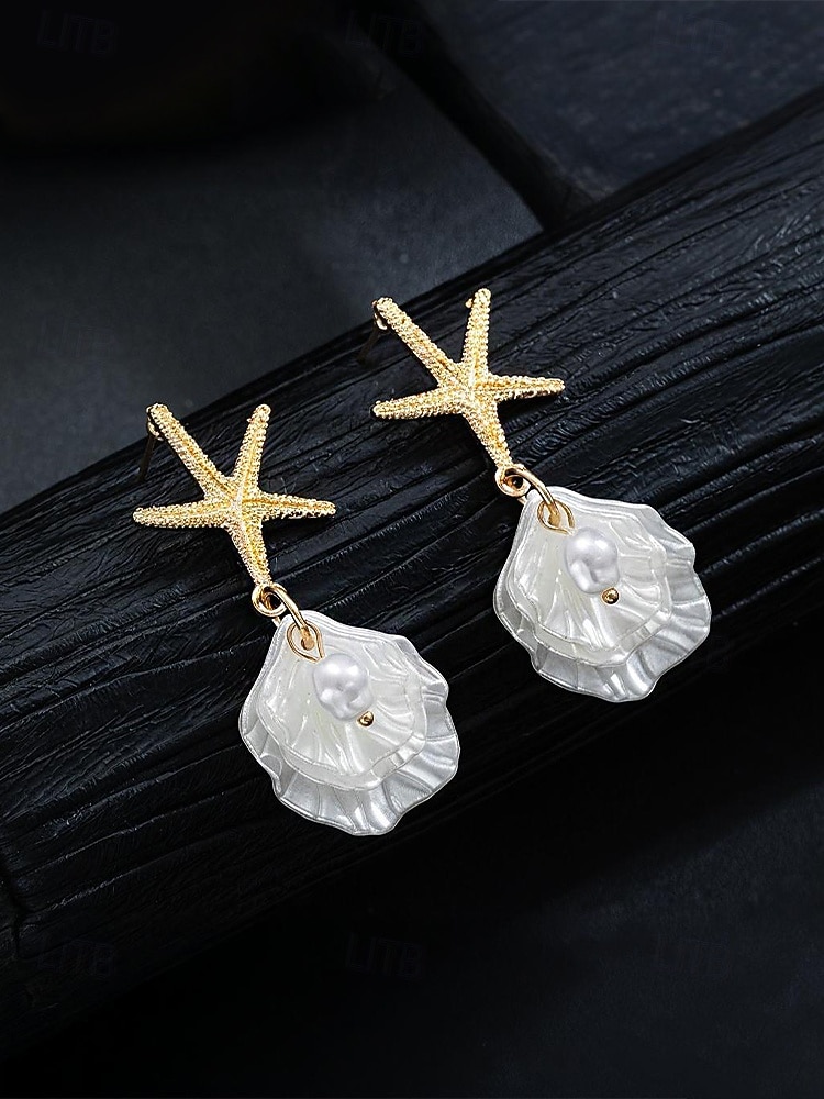 2026年 女性用ボヘミアンスタイルの合金製シェルイヤリング、コンクシェルペンダント、ビーチでの休暇や普段使いに最適、軽量でトレンディな女性用ジュエリー  コレクション – $7.99 –P10