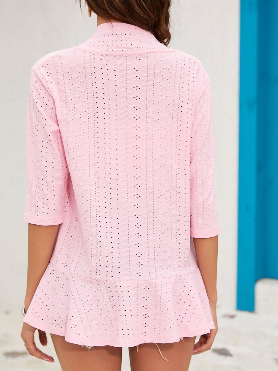 בגדי ריקוד נשים ז'קט קז'ואל נוח נושם לגזור יום יומי אחיד חופשה רחוב לבוש יומיומי ליציאה חזית פתוחה רגיל ללא צווארון רגיל שרוול 4\3 הלבשה עליונה שחור לבן ורוד מסמיק אביב סתיו 2026 - $22.99 –P17