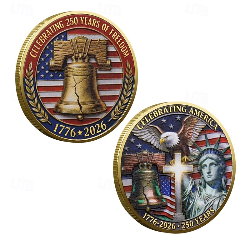 Moneta commemorativa del 250° anniversario degli Stati Uniti, moneta patriottica da collezione con campana della libertà e aquila. &Moneta commemorativa del cinquantesimo anniversario con design della del 2026 a $19.99 –P1