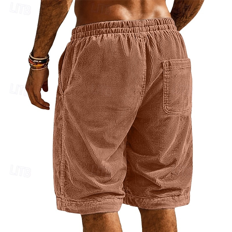 Per uomo Shorts Pantaloncini casual Pantaloncini di velluto a coste Pantaloncini strutturati Tasca Elastico in vita Tinta unica Semplice Comodità Traspirante Lunghezza al ginocchio Casuale All'aperto del 2026 a $9.49 –P15
