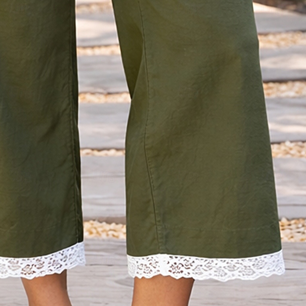 Per donna Pantaloni in cotone e lino Pantaloni Pantaloni Estivi Pantaloni Larghi Vacanza Moda Casual Quotidiano Lunghezza intera Vita Alta Tinta unica Semplice Coulisse Elastico in vita Gamba larga del 2026 a $27.99 –P3