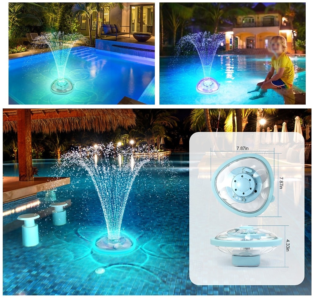 Перезаряжаемый фонтан для бассейна с подсветкой, плавающий фонтан для надземного бассейна, насос для фонтана с якорем, модернизированный плавающий насос для фонтана в бассейне или пруду. 2026 - $107.99 –P3