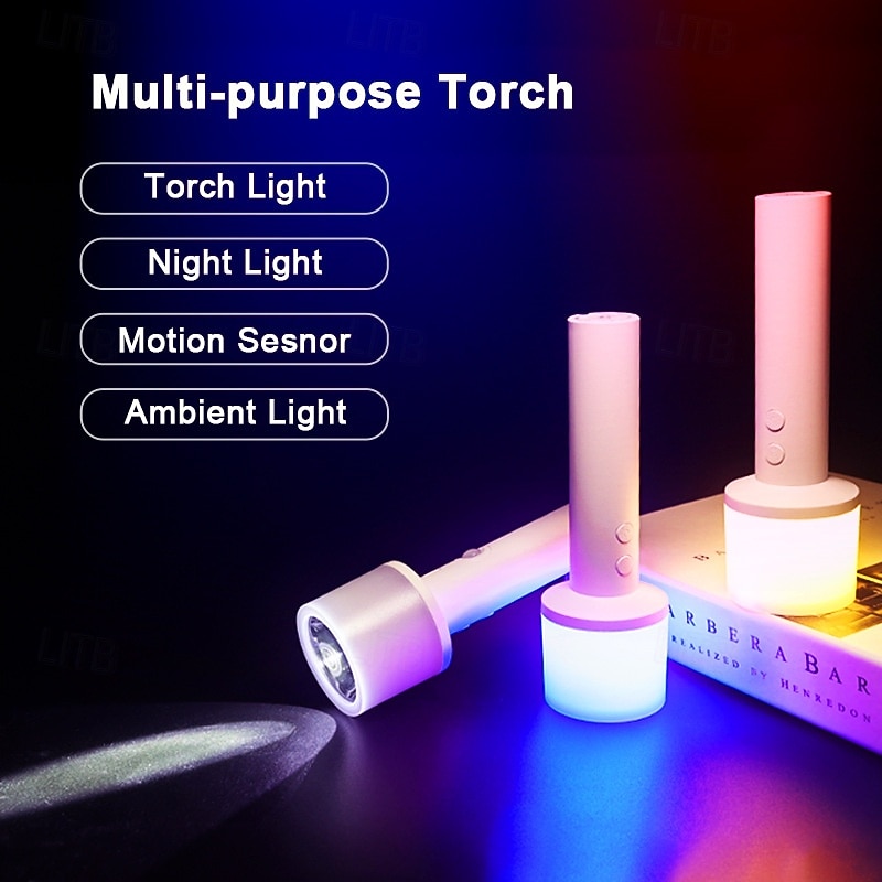 Lanternă compatibilă, reîncărcabilă cu LED, încărcare USB-C, lumină în 7 culori, rezistentă la apă IP55, lanternă compactă utilizată pe scară largă în camping, drumeții, situații de urgență 2026 - $24.99 –P1