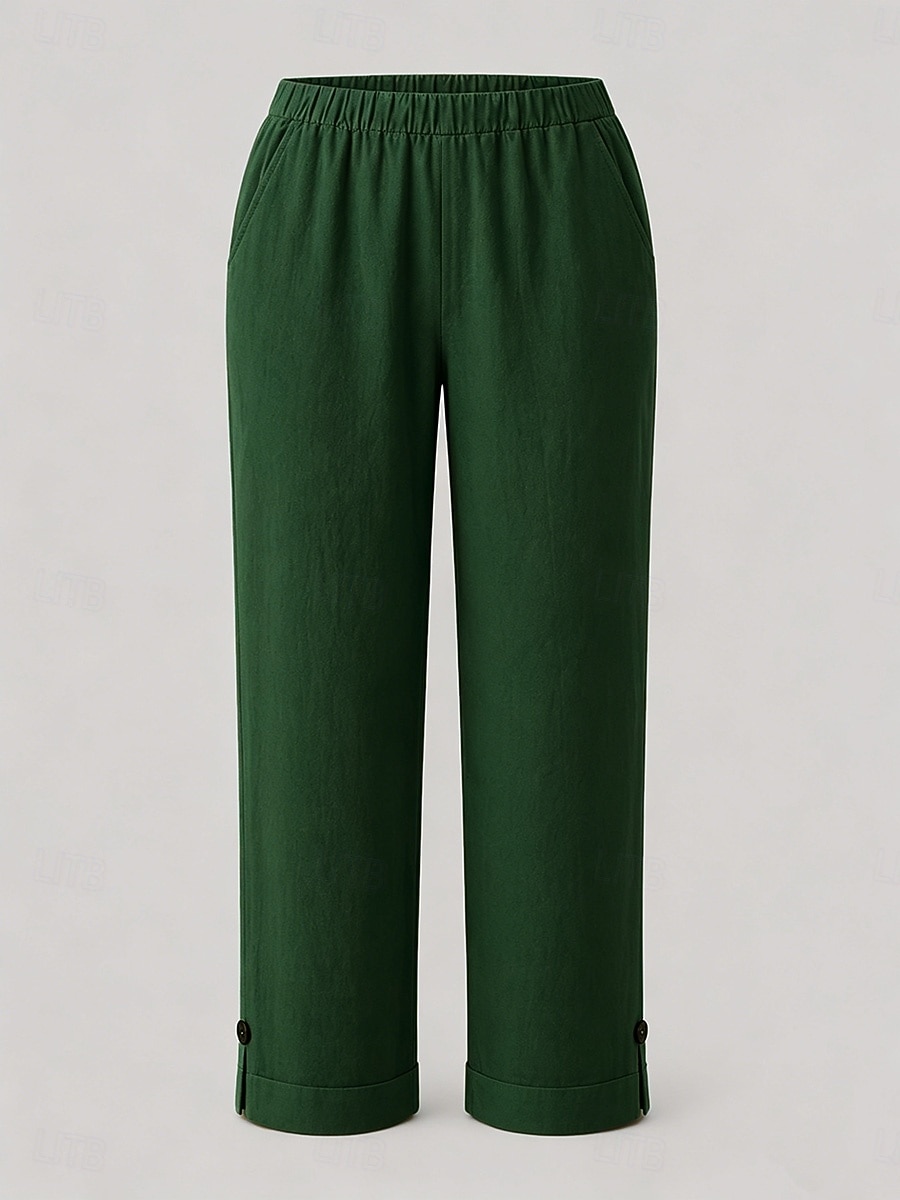 Femmes Pantacourt Chino Longueur cheville Naturel Couleur Unie Avec Poches Confortable Non Elastique Décontracté Quotidien Noir Blanche Rose Claire Vert foncé Printemps Automne Coupe Ample de 2026 ? $19.99 –P11