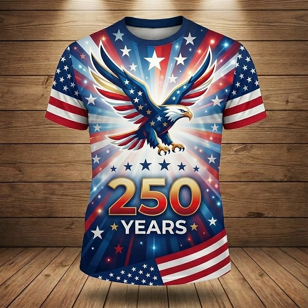 4 de Julho de 2026 Dia da Memória 250º Camiseta Patriótica Patriota Bandeira dos EUA de 2026 por $21.99 –P1