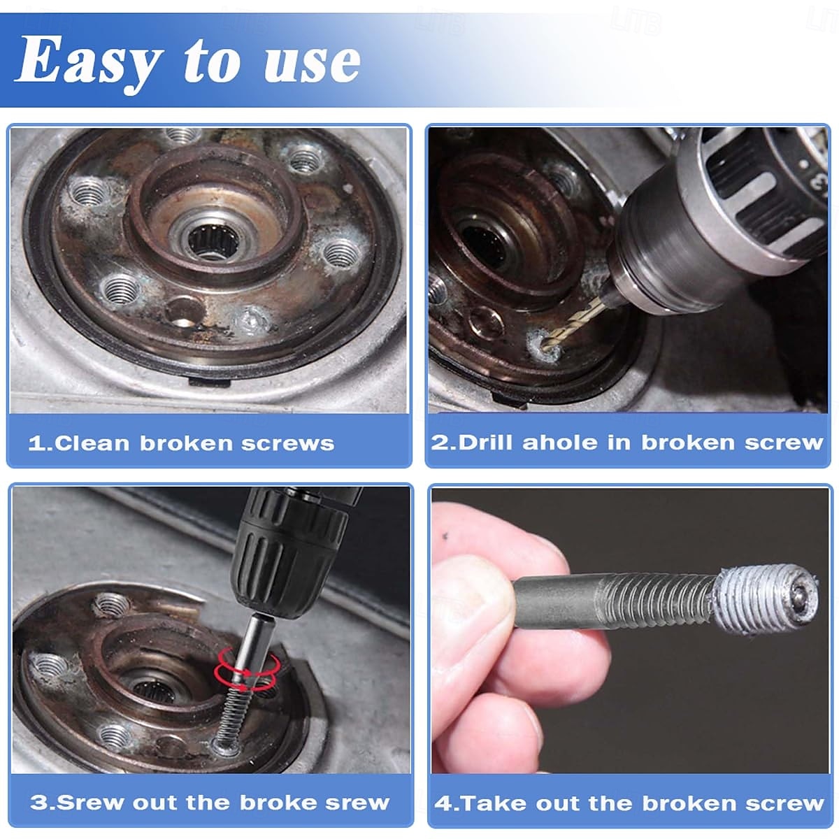 Набор из 10 предметов для извлечения сломанных винтов, комплект сверл для удаления сорванных резьбовых соединений, шестигранный хвостовик 1/4 дюйма, инструмент для легкого извлечения поврежденных 2026 - $15.99 –P4