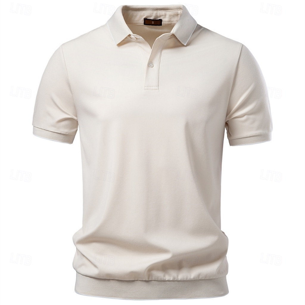 Homme Polo Chemise de golf Occasionnel Rue Revers Manche Courte Basique Moderne Uni Poids Léger Boutons Été Printemps Coupe régulière bleu marine Kaki Gris Bleu clair Polo de 2026 ? $29.99 –P5