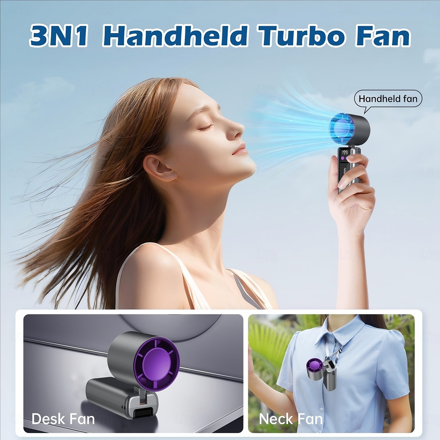 High Speed Handheld Fan, 199 Wind Speeds Portable Turbine Fan with LED Display, 90° Folding Mini Personal Fan, USB Rechargeable Cooling Fan for Travel, Outdoor, Makeup, Home, Office 2026 - $29.99 –P7