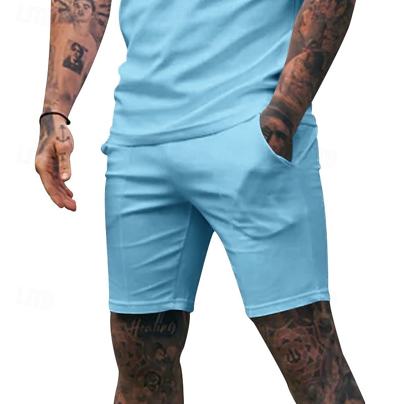 Voor heren Sweat short Korte broek Zomer korte broeken Casual korte broek Zak Elastische taille Effen kleur Comfort Ademend Knielengte Casual Buiten Vakantie Vakantie Modieus Zwart Wit Micro-elastisch 2026 - $17.99 –P15