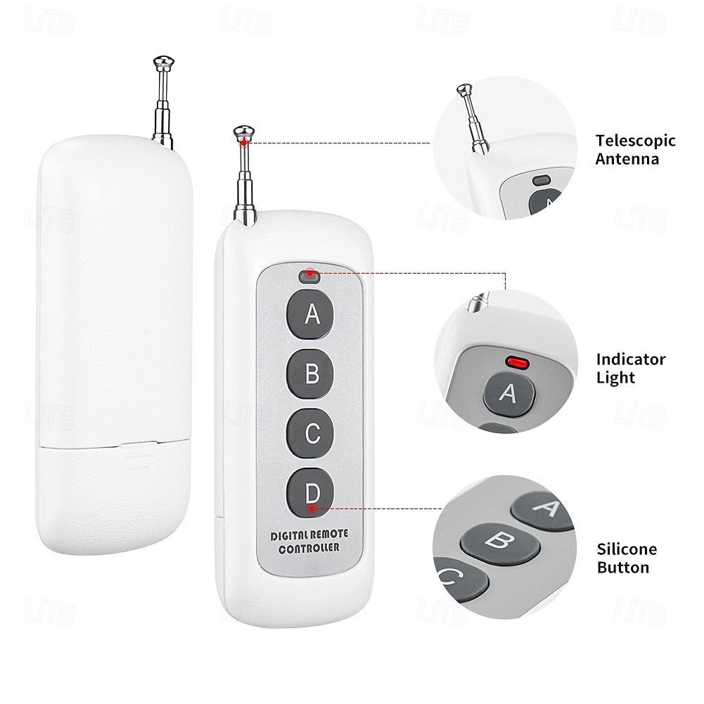 DC 12V 24V 36V 4-Channel Wireless Remote Control Switch, 433MHz RF Relay Receiver Module with 2 Long Range Antennas & 4-Button Transmitter, 10A Controller for Garage Gate Lights DIY 2026 - $25.99 –P2