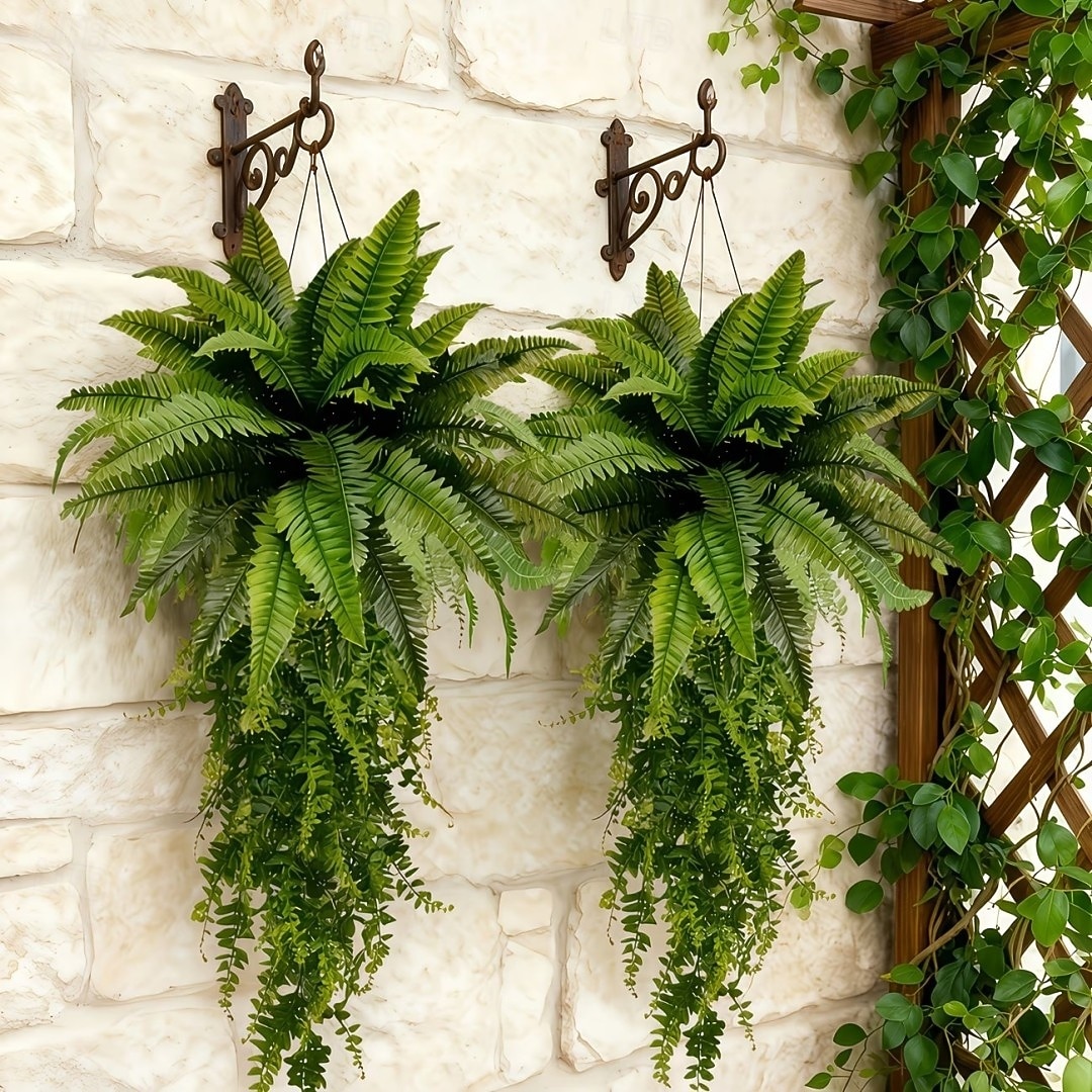 Sada umělých závěsných rostlin bostonské kapradiny, která působí jako skutečná, UV odolná, realistická umělá zeleň do interiéru &venkovní, závěsný koš, zeď, terasa, veranda, zahrada, svatba &bytové 2026 - $22.99 –P9