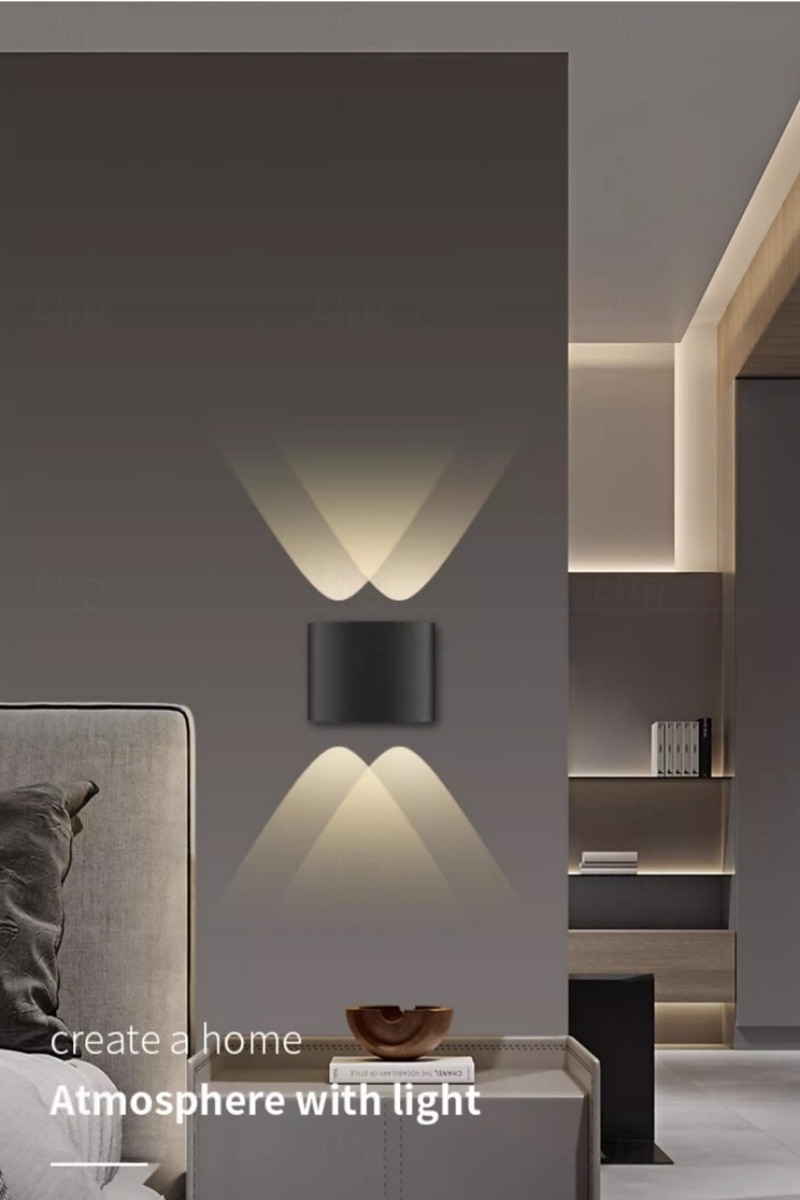 upp- och nerljus utomhus, utomhusvägglampor ip54 vattentät, 3000k modern vägglampa, LED-vägglampa badrum vägglampa aluminium för trädgård, sovrum, hall, trappor (svart) 2026 - $54.99 –P6