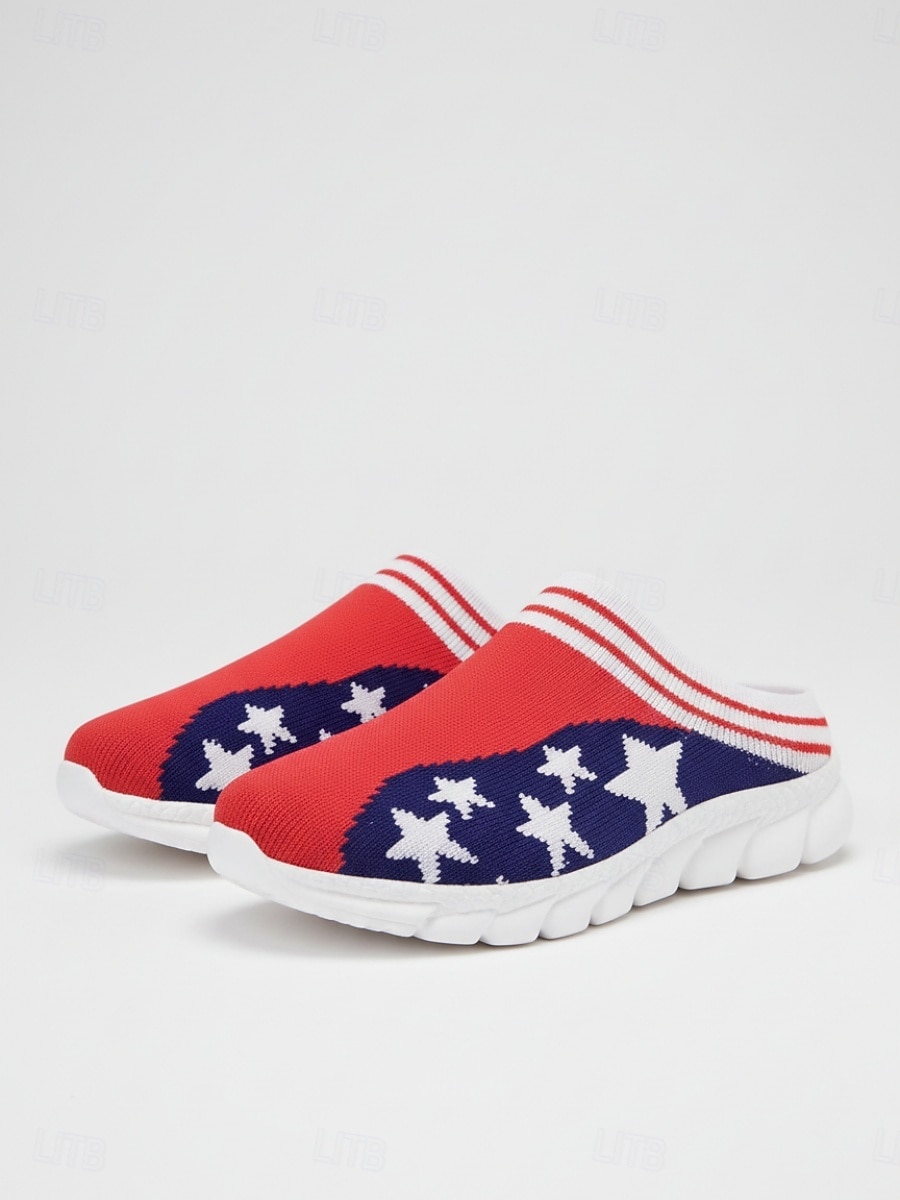 USA 250-årsjubileum Kvinners Patriotiske Flag Print Strikkede Sneakers – Slip-On Uformelle Gå Sko Uavhengighetsdag Festivaler  Hverdagsantrekk 2026 - $29.99 –P1